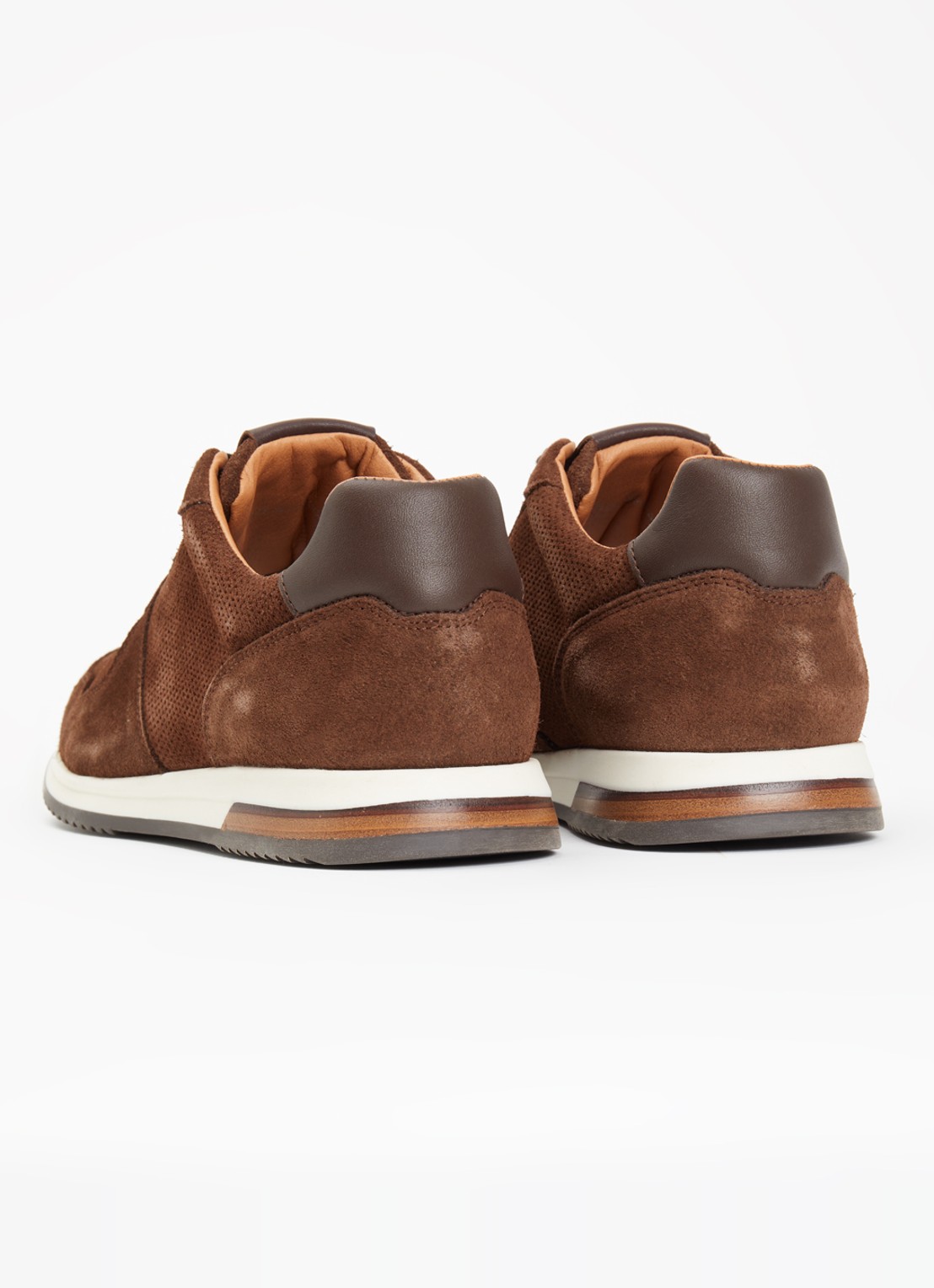 Dune London Trilogy sneaker van leer - achterkant 5 kastanjebruin