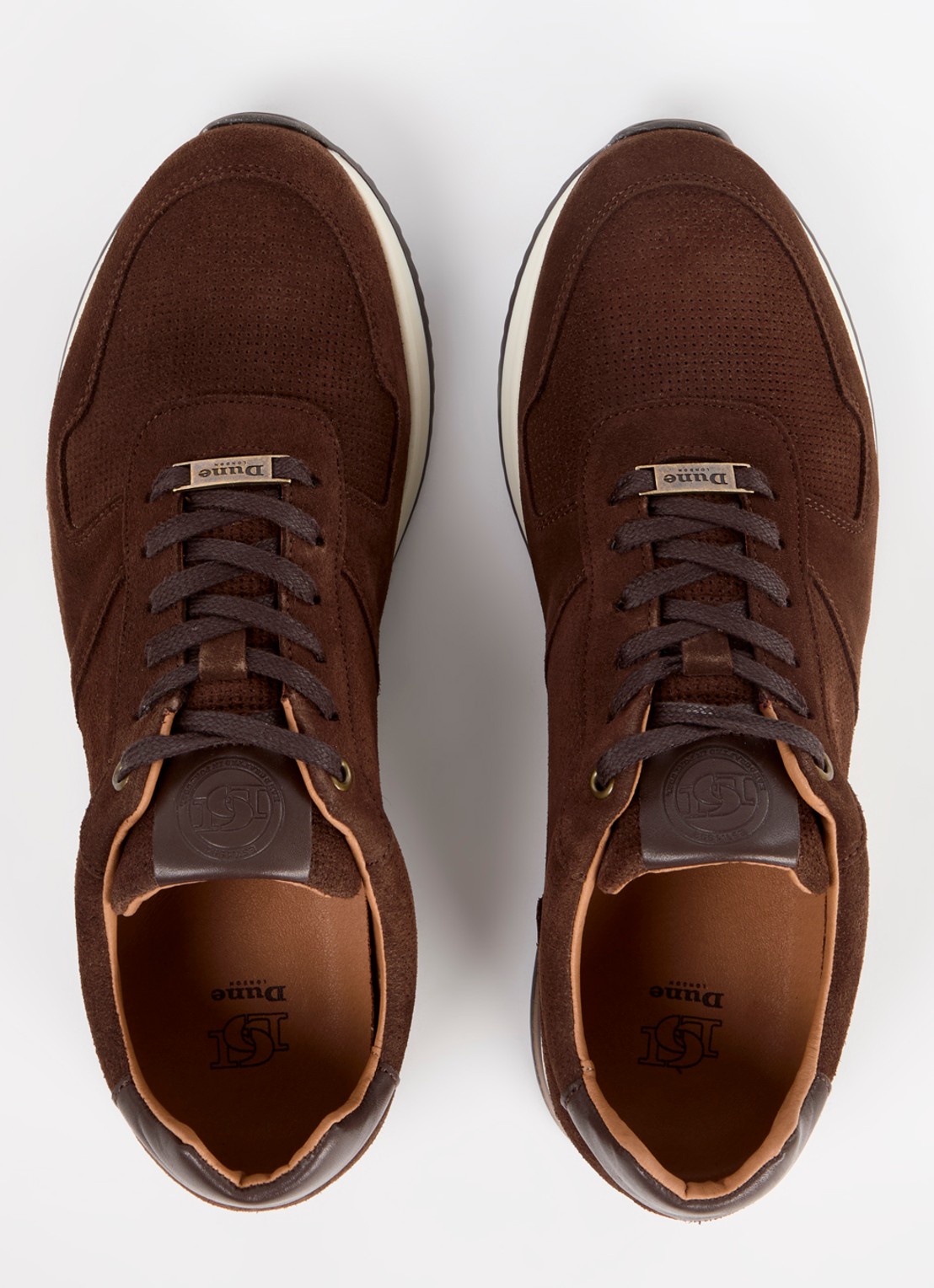 Dune London Trilogy sneaker van leer - detail 2 roodbruin