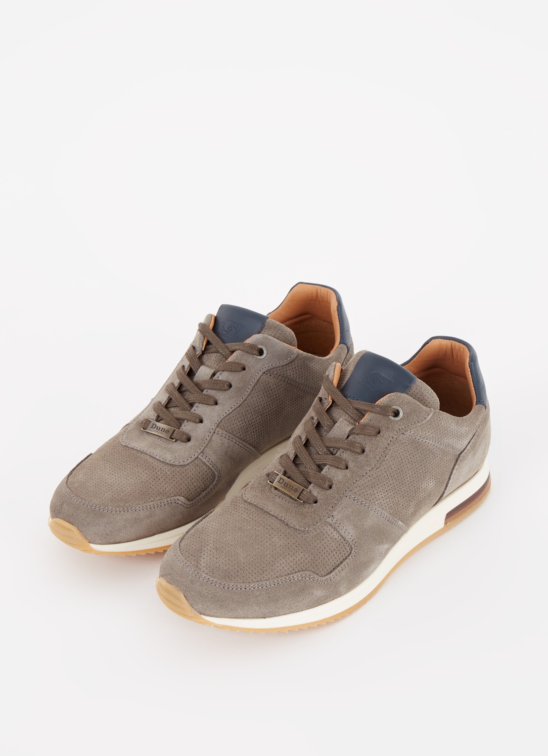 Dune London Trilogy sneaker van leer - detail 2 grijs
