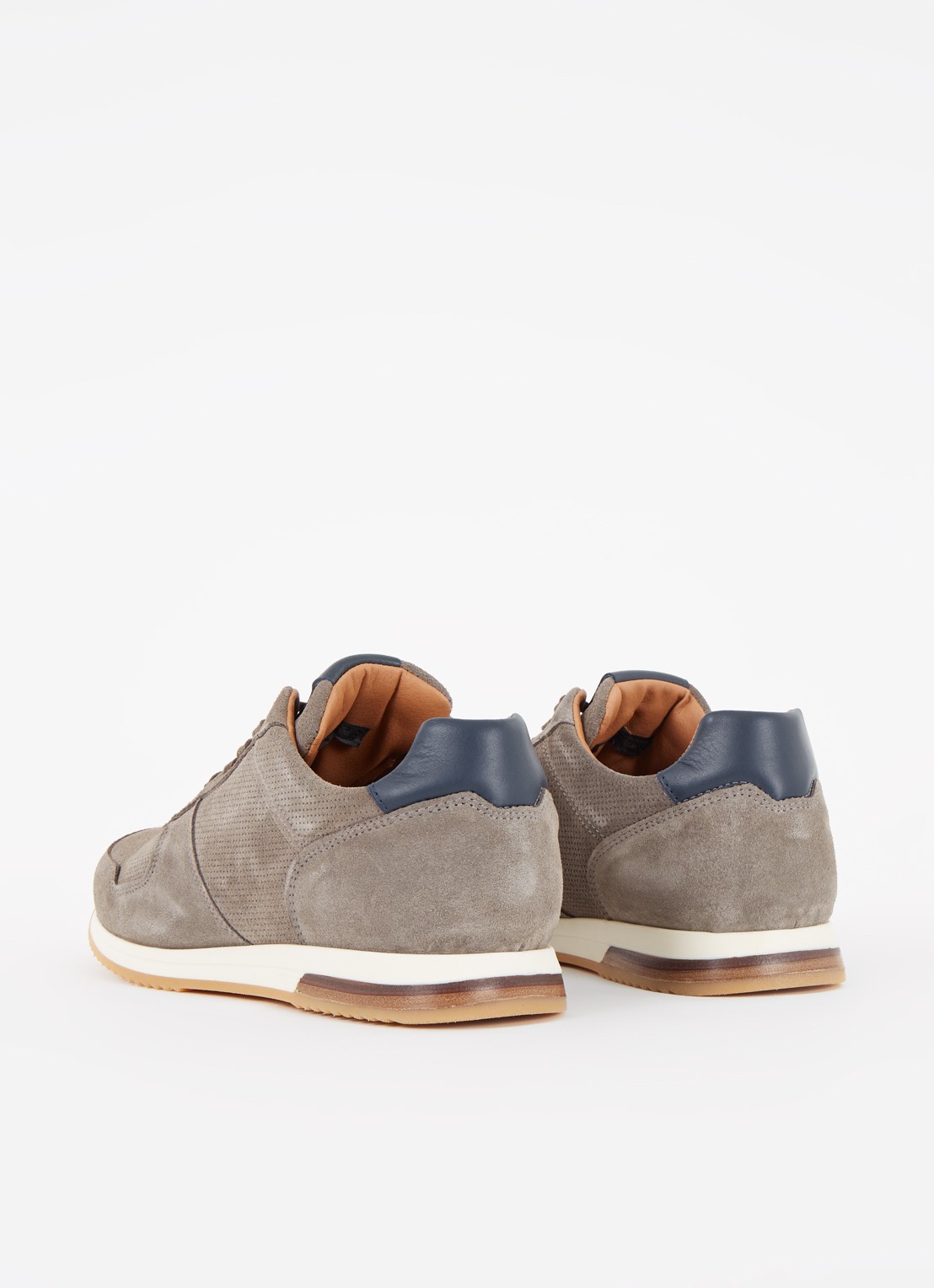 Dune London Trilogy sneaker van leer - detail 3 grijs