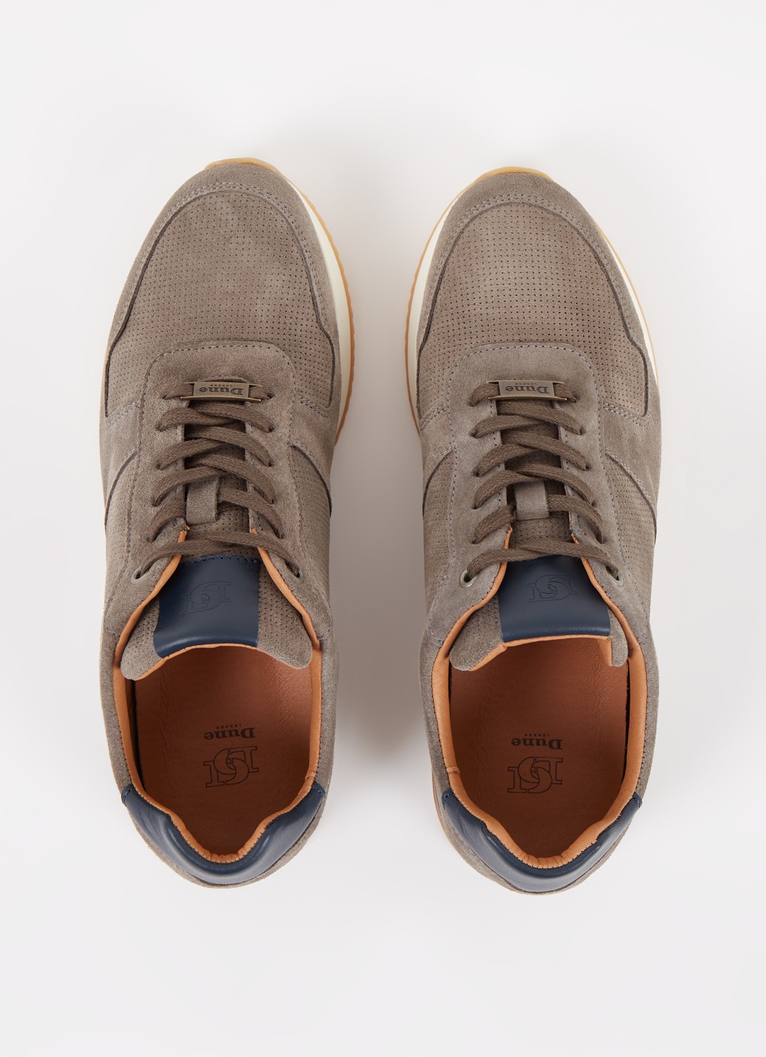 Dune London Trilogy sneaker van leer - detail 4 grijs