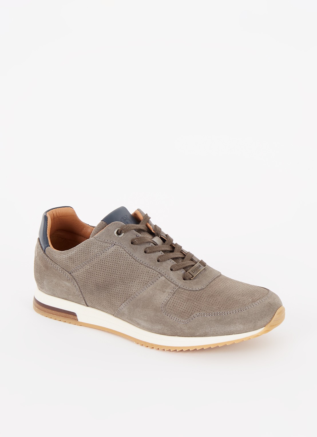 Dune London Trilogy sneaker van leer - voorkant grijs