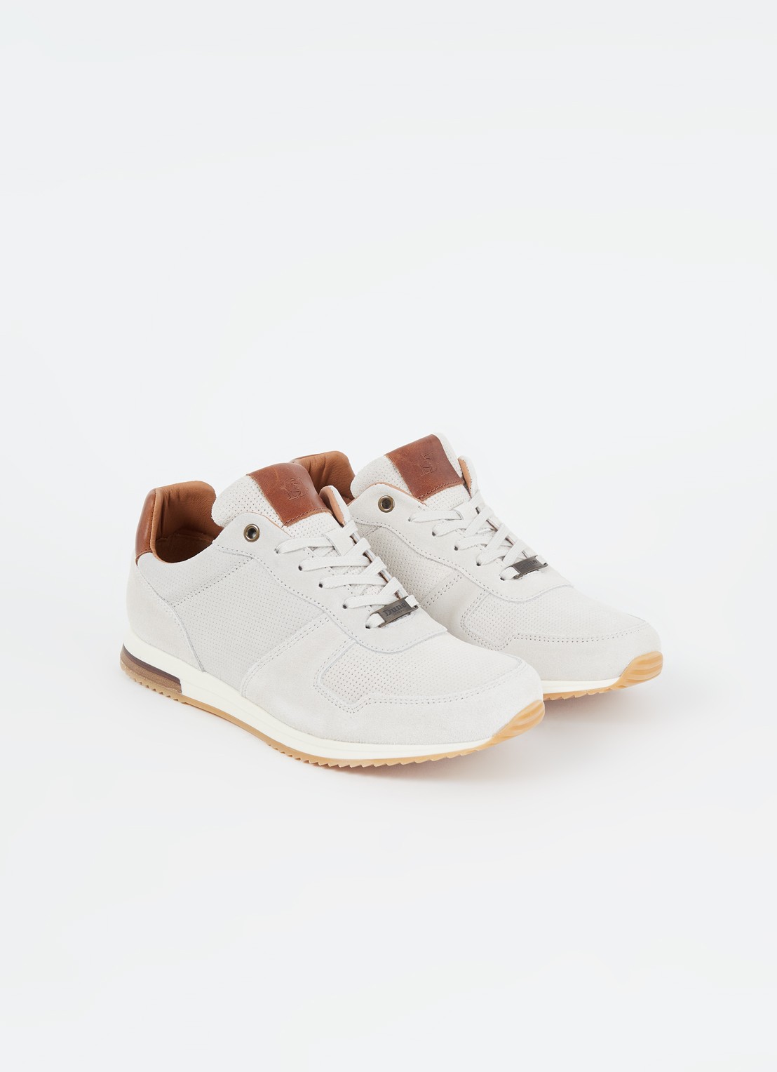 Dune London Trilogy sneaker van leer - detail gebroken wit