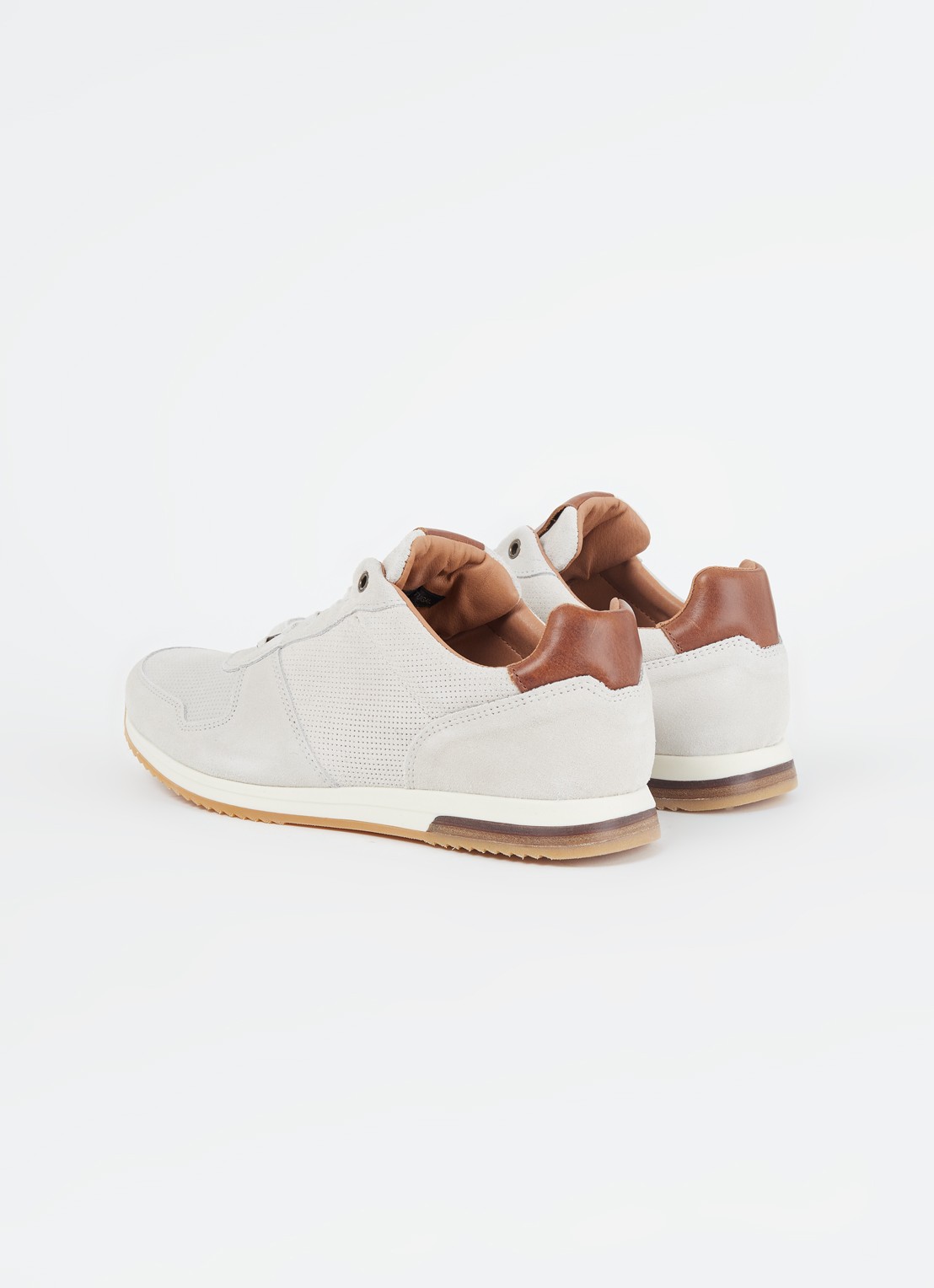 Dune London Trilogy sneaker van leer - detail 2 gebroken wit