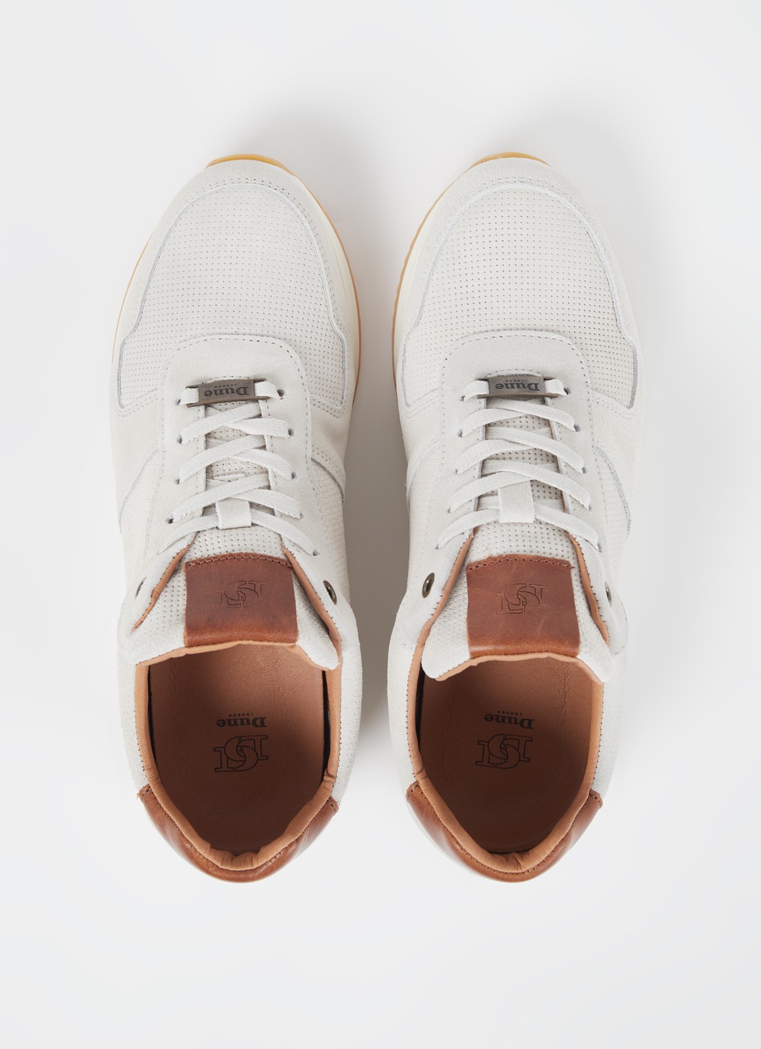 Dune London Trilogy sneaker van leer - detail 3 gebroken wit