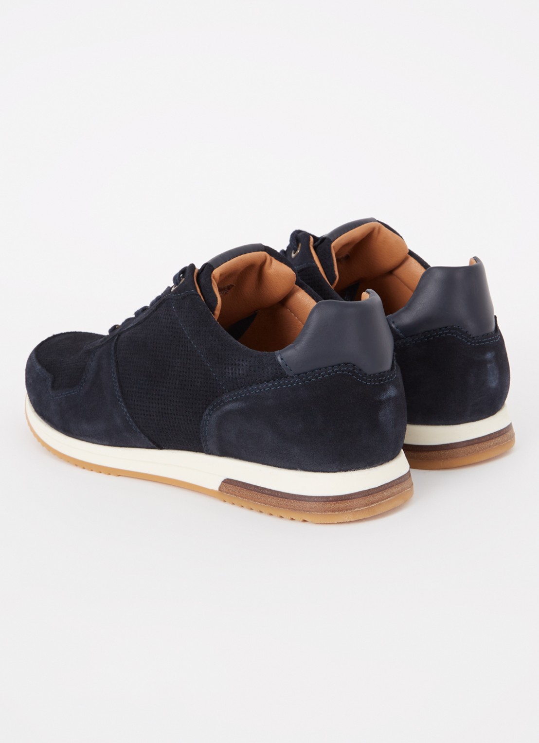 Dune London Trilogy sneaker van leer - detail 2 donkerblauw