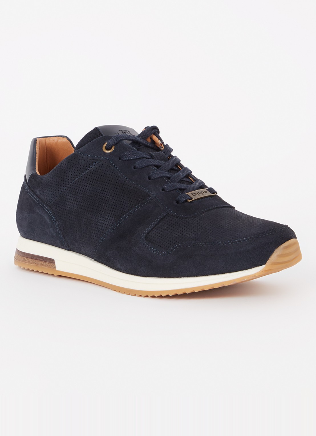 Dune London Trilogy sneaker van leer - voorkant 5 donkerblauw