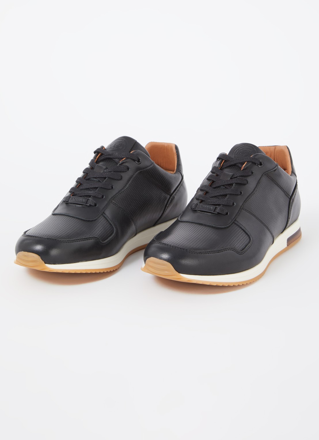 Dune London Trilogy sneaker van leer - detail zwart