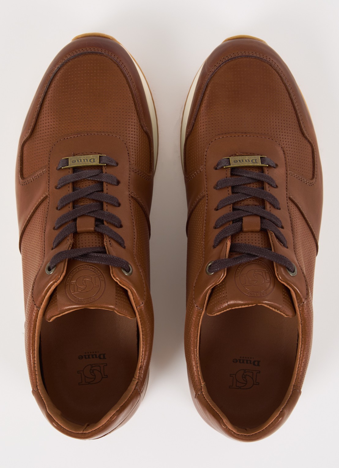 Dune London Trilogy sneaker van leer - detail 2 oranjebruin