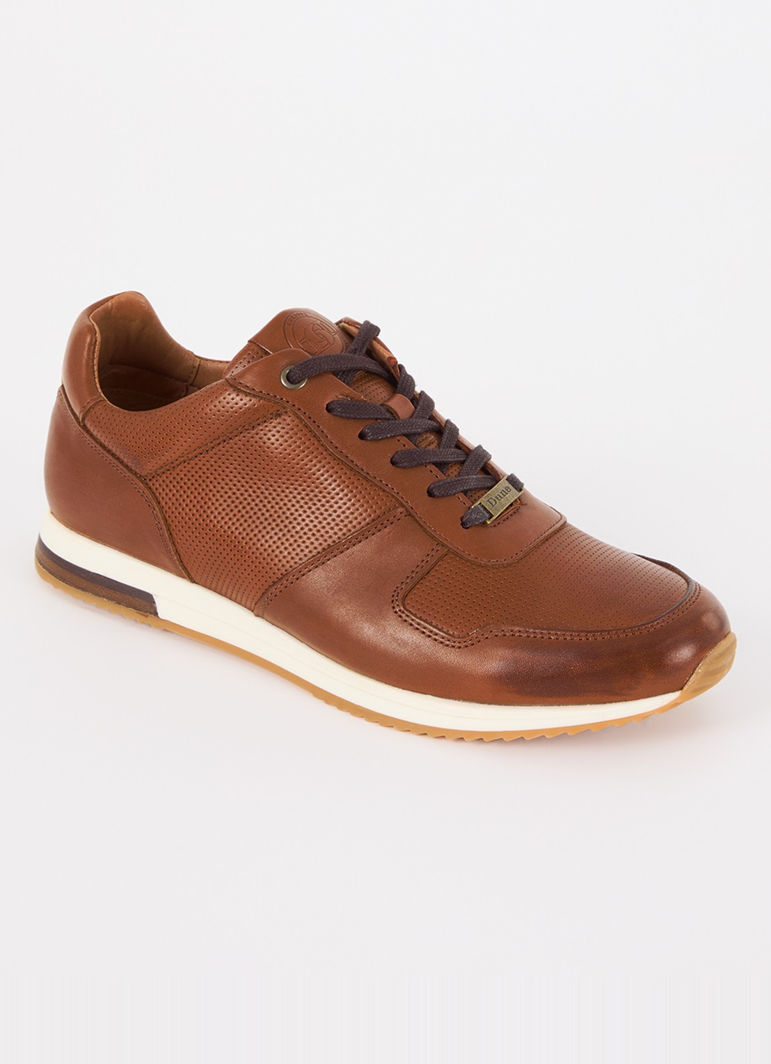 Dune London Trilogy sneaker van leer - voorkant 4 oranjebruin
