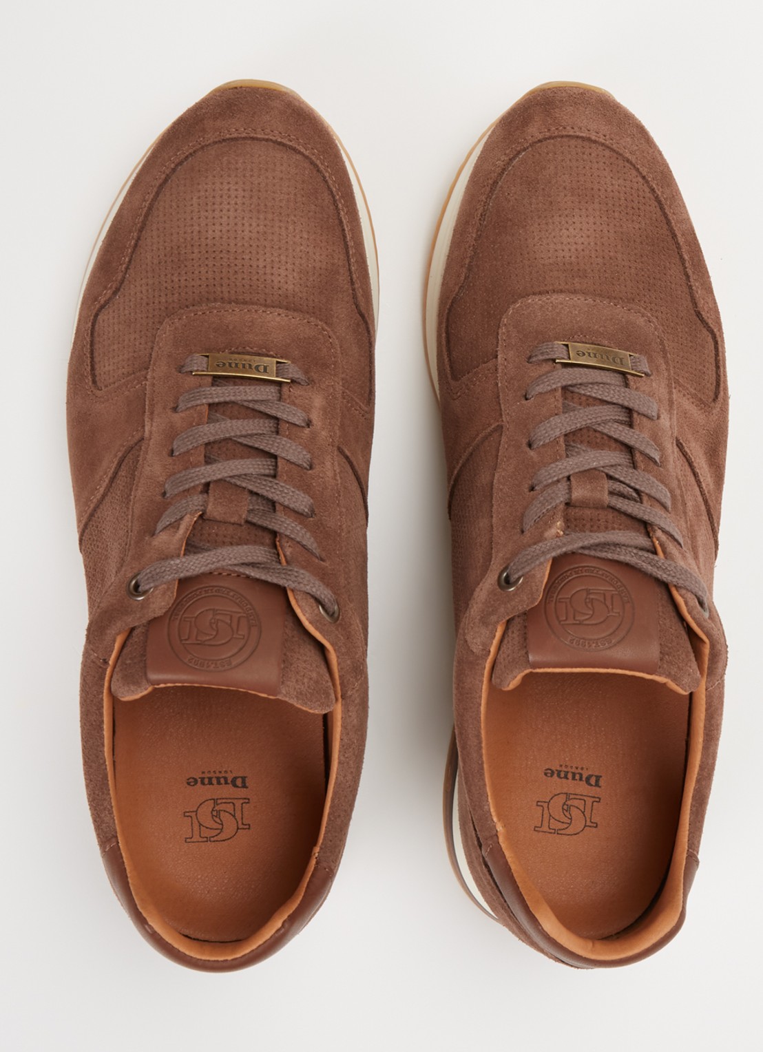 Dune London Trilogy sneaker van leer - detail 2 taupe