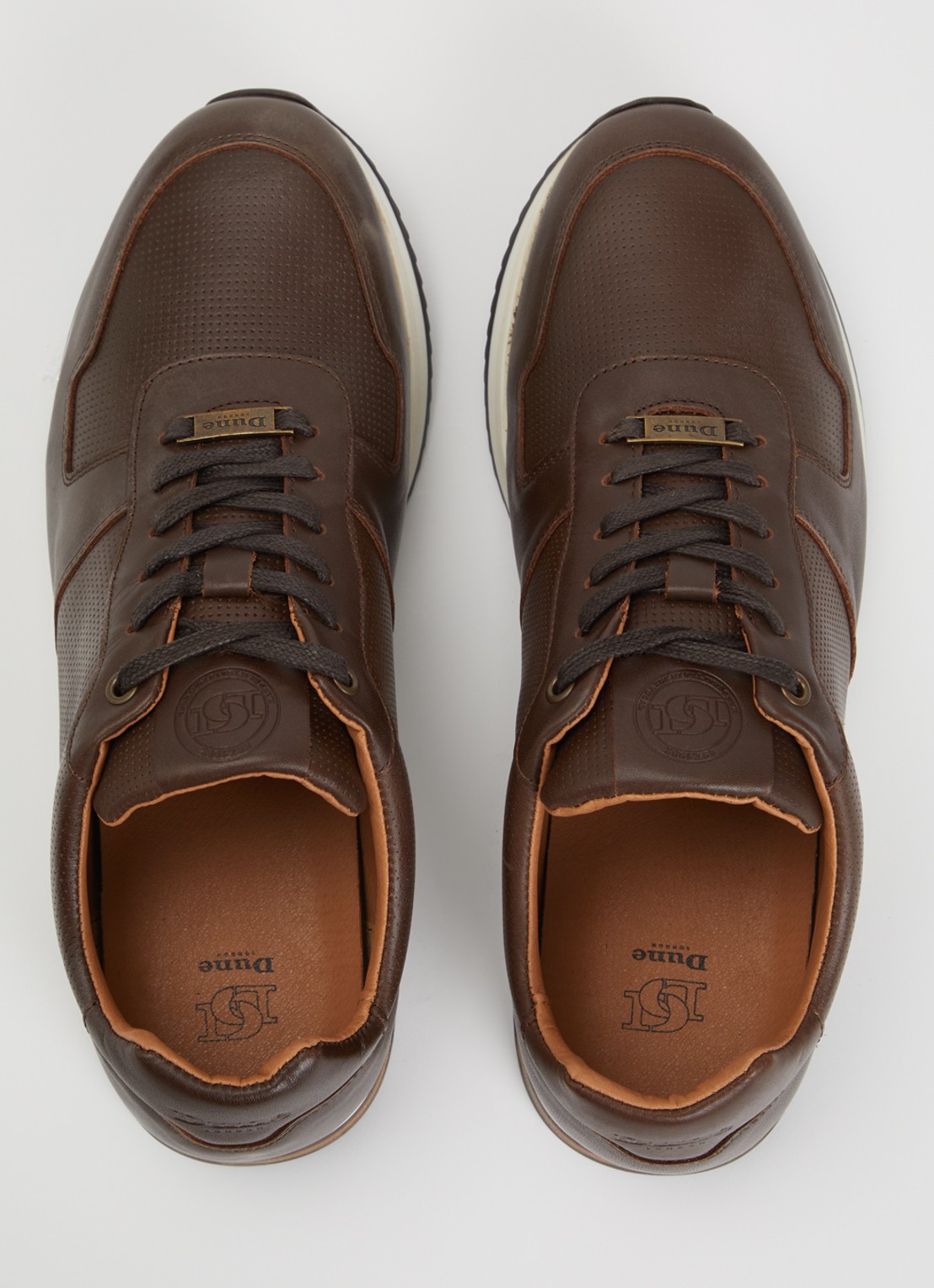 Dune London Trilogy sneaker van leer - detail 3 donkerbruin