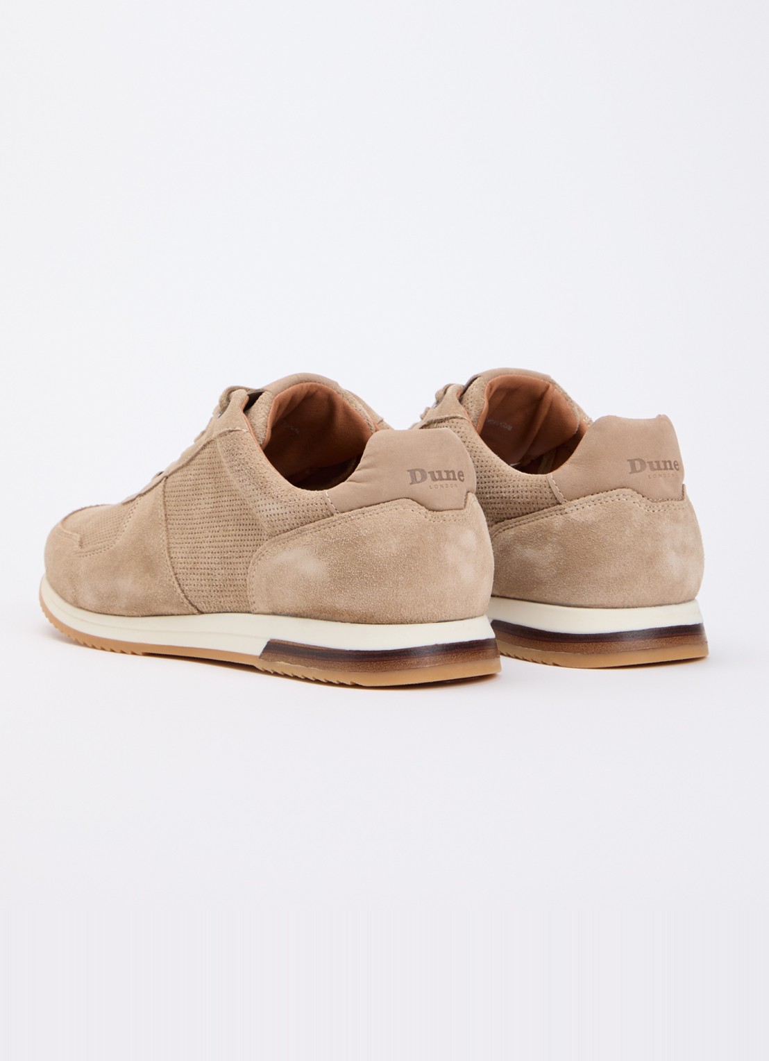 Dune London Trilogy sneaker van leer - achterkant 2 zand