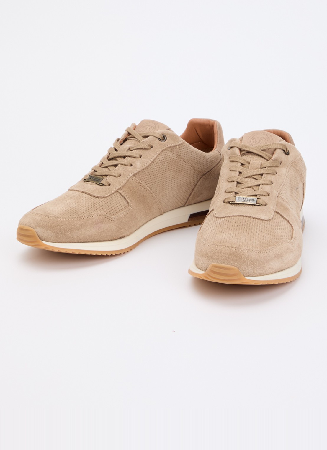 Dune London Trilogy sneaker van leer - detail 3 zand