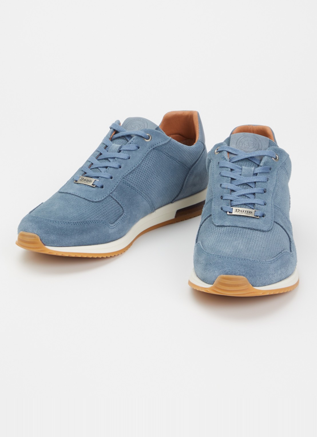 Dune London Trilogy sneaker van leer - detail 2 blauw