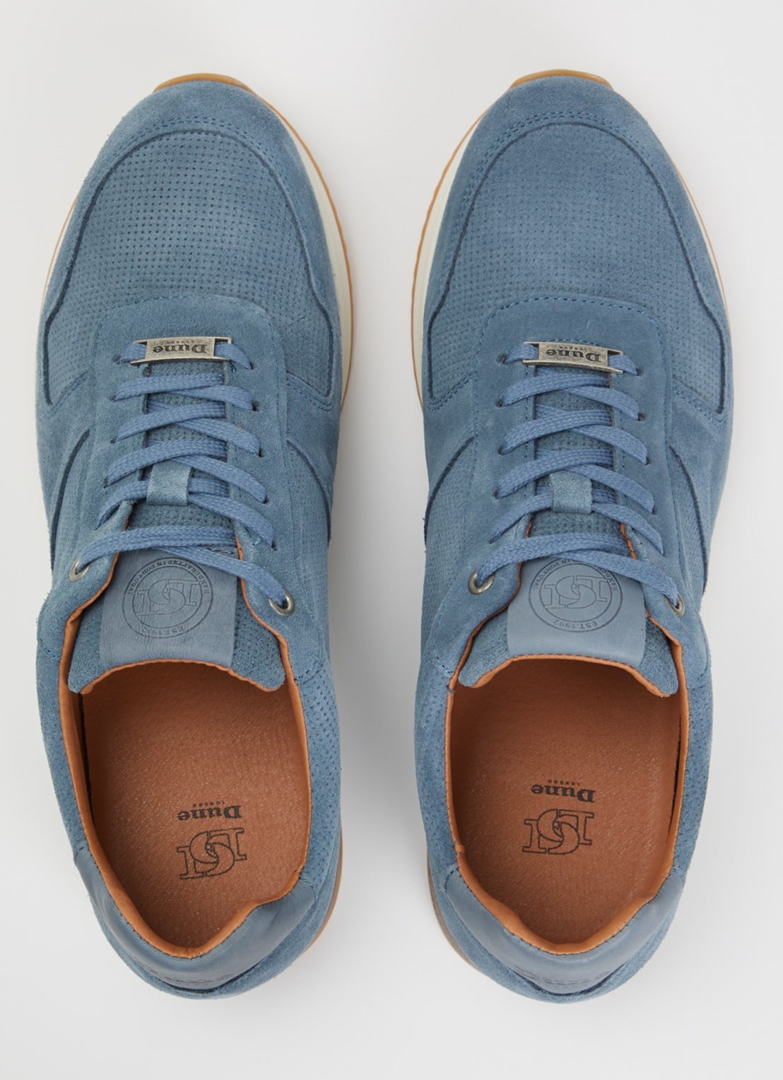 Dune London Trilogy sneaker van leer - detail 3 blauw