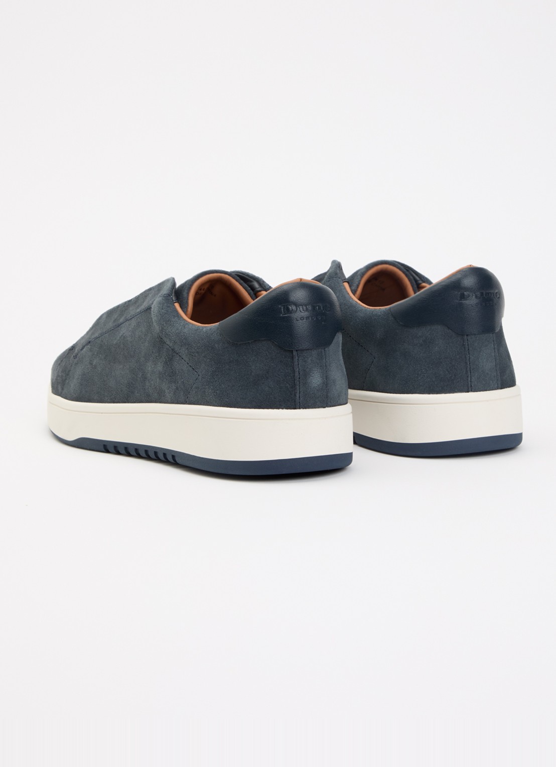 Dune London Troys sneaker van leer - achterkant 4 staalblauw
