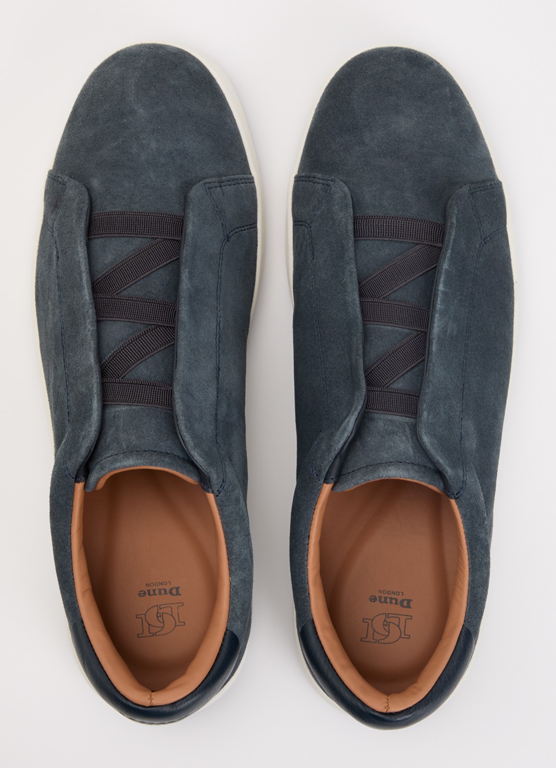 Dune London Troys sneaker van leer - detail 2 staalblauw