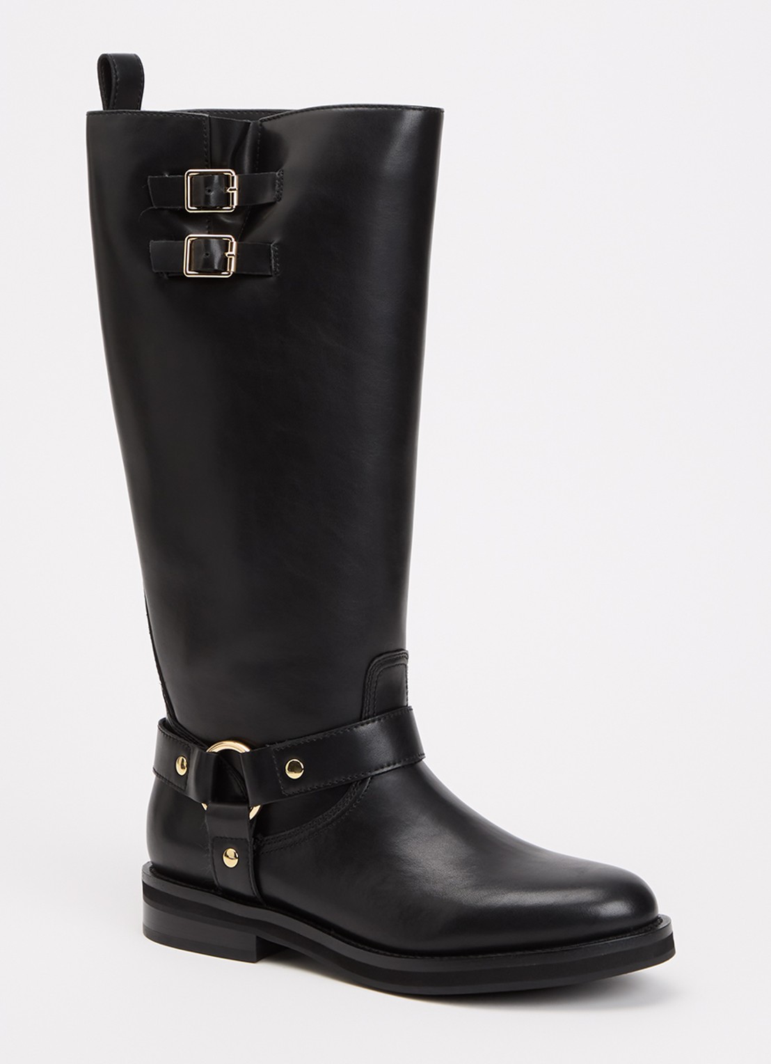 Dune London Truely laars van leer - voorkant zwart