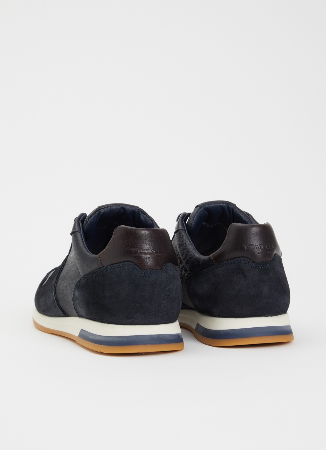 Dune London Trusting sneaker van leer met details van suède  - achterkant 3 donkerblauw