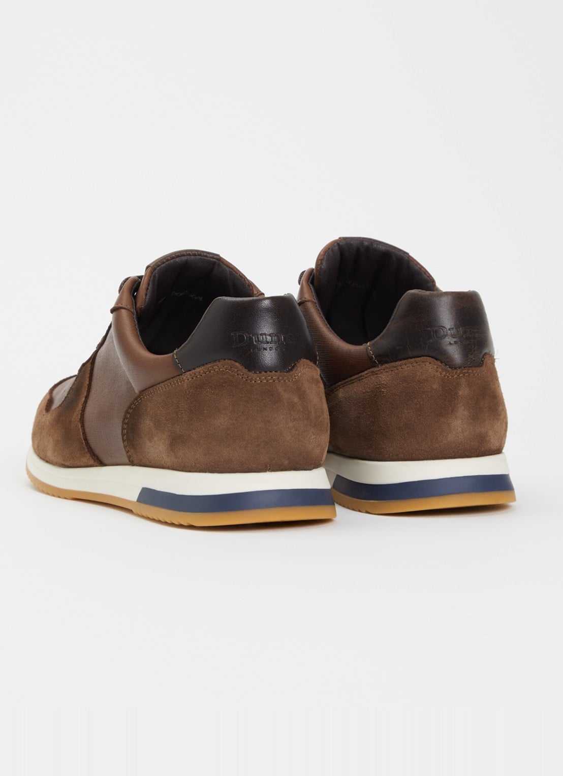 Dune London Trusting sneaker van leer met details van suède  - achterkant 5 donkerbruin