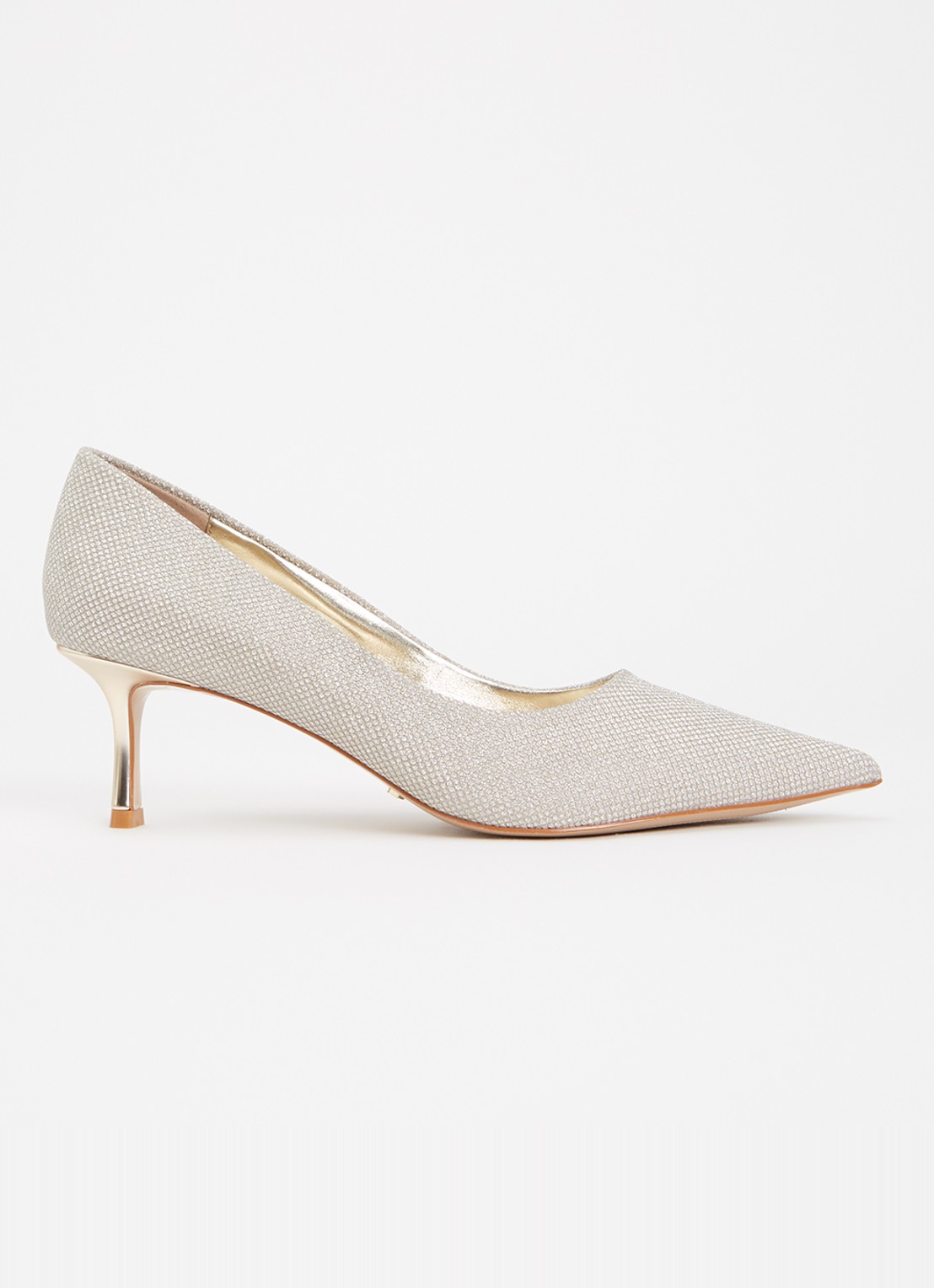 Dune London Wide Fit Achievable pump met glitter - voorkant 5 goud
