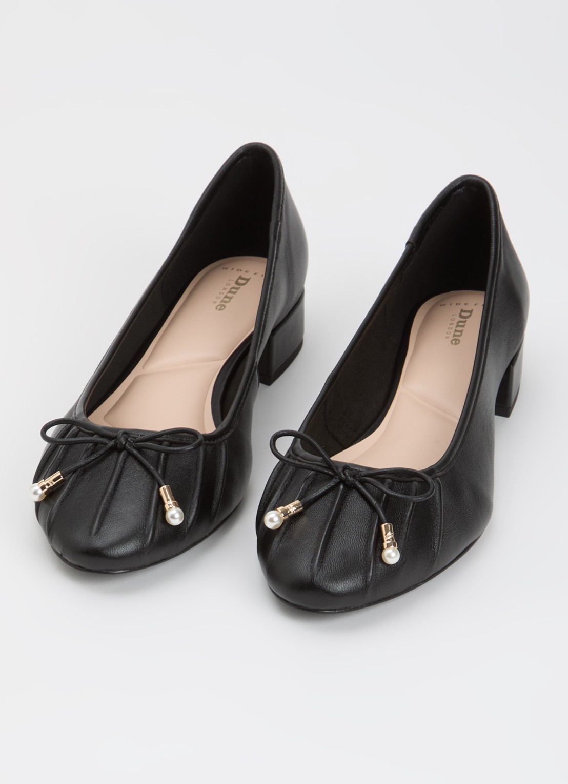 Dune London Wide Fit Amazing ballerina van leer - detail 2 zwart