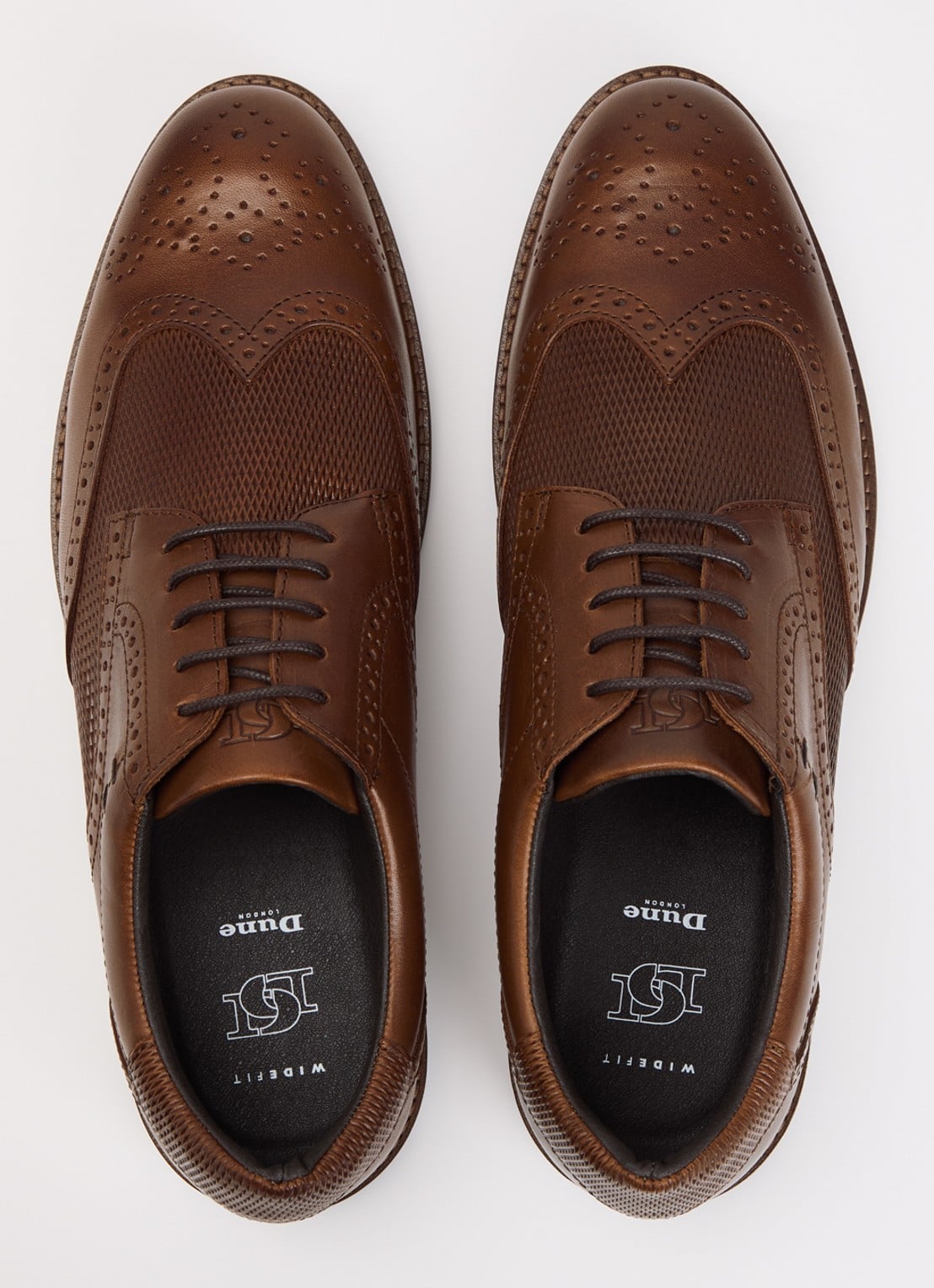 Dune London Wide Fit Barkings brogue van leer - detail 4 bruin