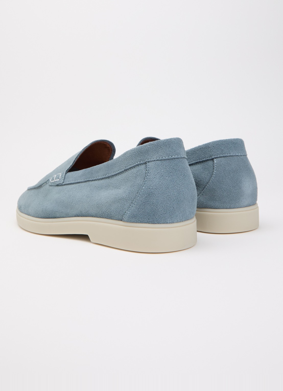 Dune London Wide Fit Boltman slip-on van suède - achterkant lichtblauw