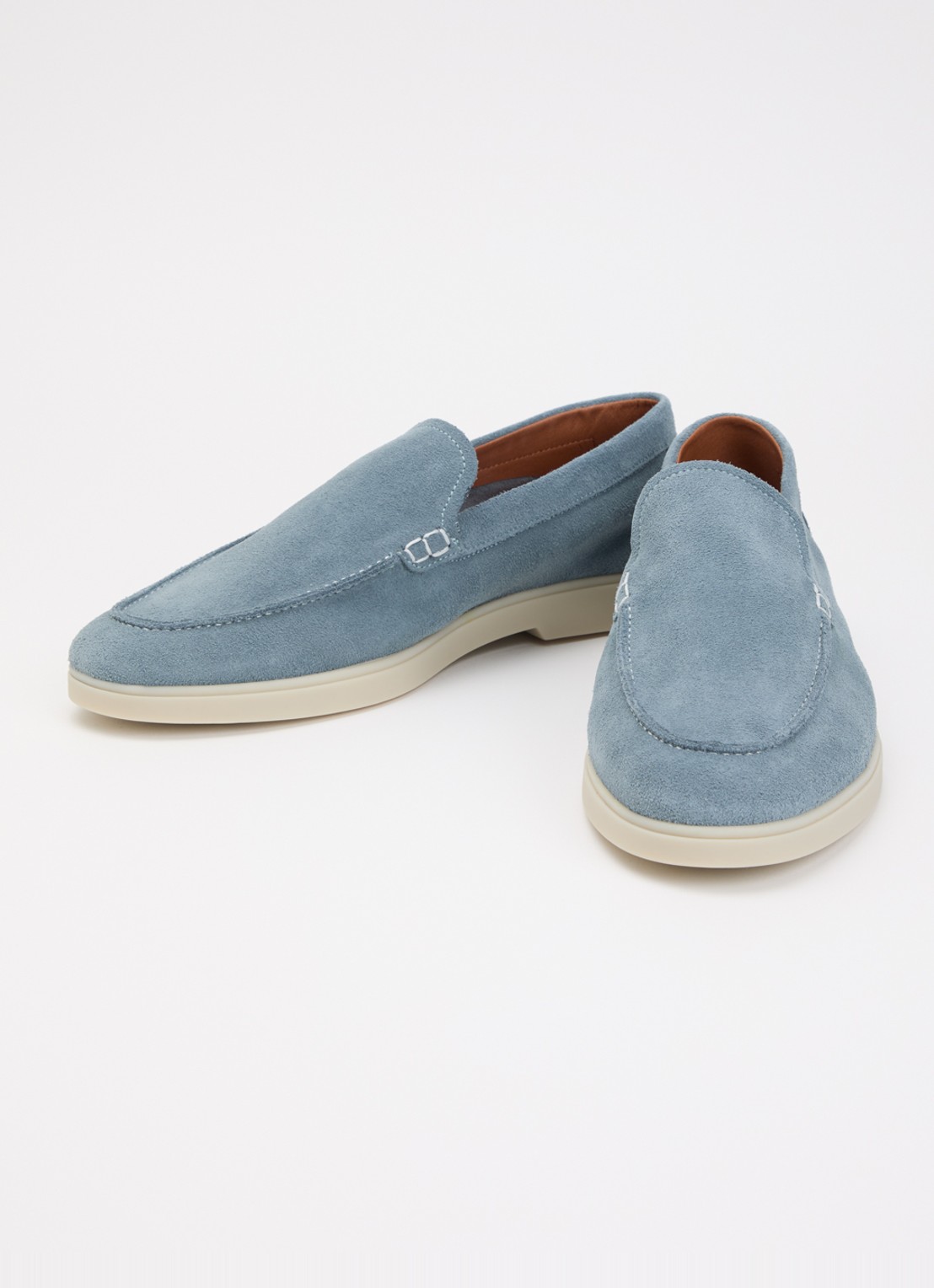 Dune London Wide Fit Boltman slip-on van suède - detail 2 lichtblauw