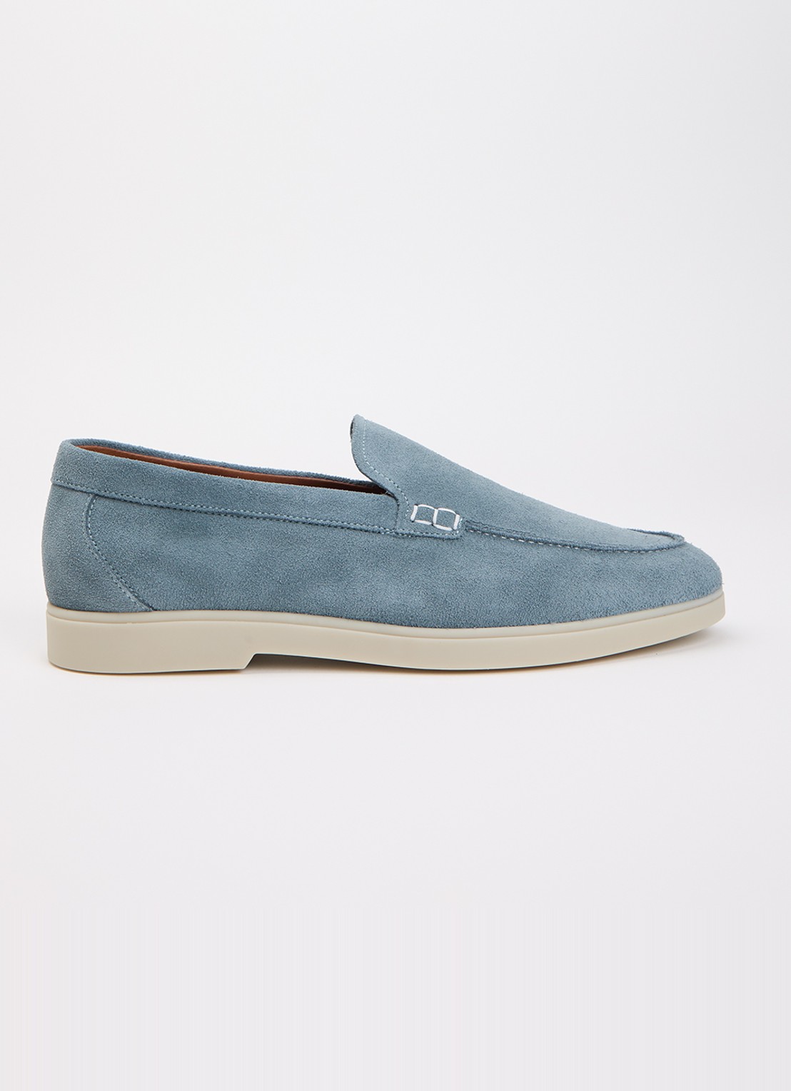 Dune London Wide Fit Boltman slip-on van suède - voorkant 5 lichtblauw