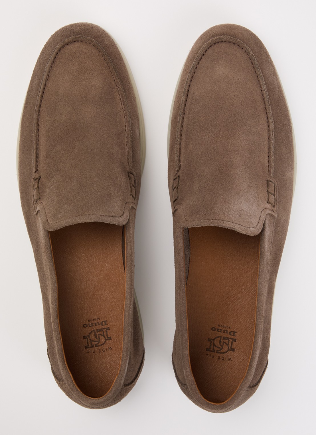 Dune London Wide Fit Boltman slip-on van suède - detail 4 lichtbruin