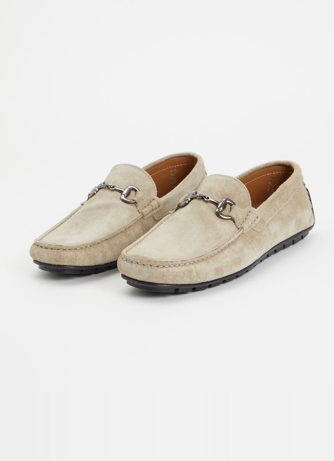 Dune London Wide Fit Brackon mocassin van suède - detail 3 taupe