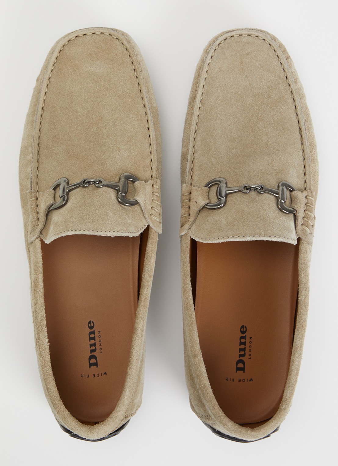 Dune London Wide Fit Brackon mocassin van suède - detail 4 taupe