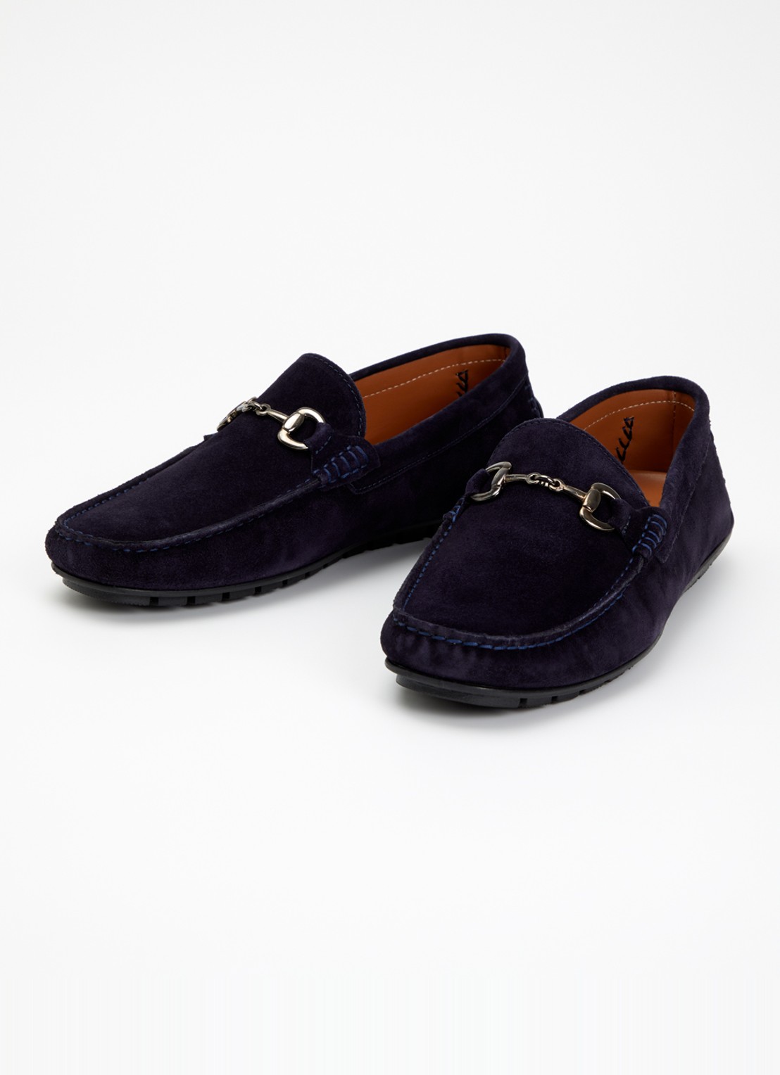 Dune London Wide Fit Brackon mocassin van suède - detail 2 donkerblauw