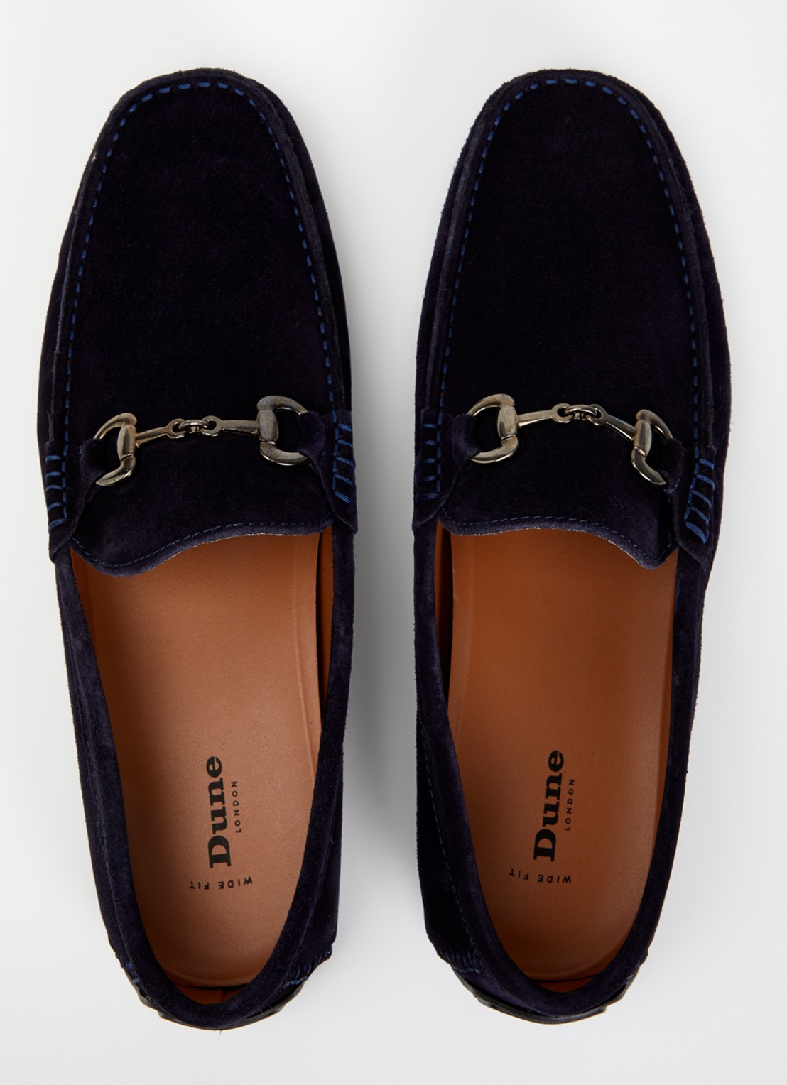 Dune London Wide Fit Brackon mocassin van suède - detail 3 donkerblauw