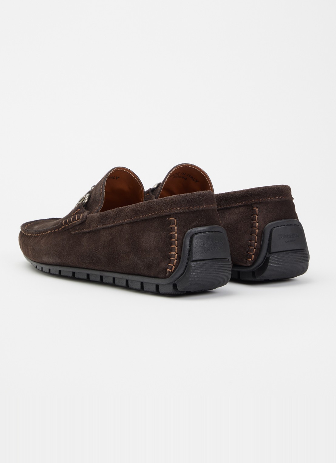 Dune London Wide Fit Brackon mocassin van suède - achterkant donkerbruin