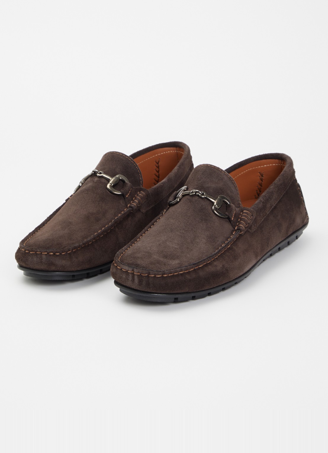Dune London Wide Fit Brackon mocassin van suède - detail 3 donkerbruin