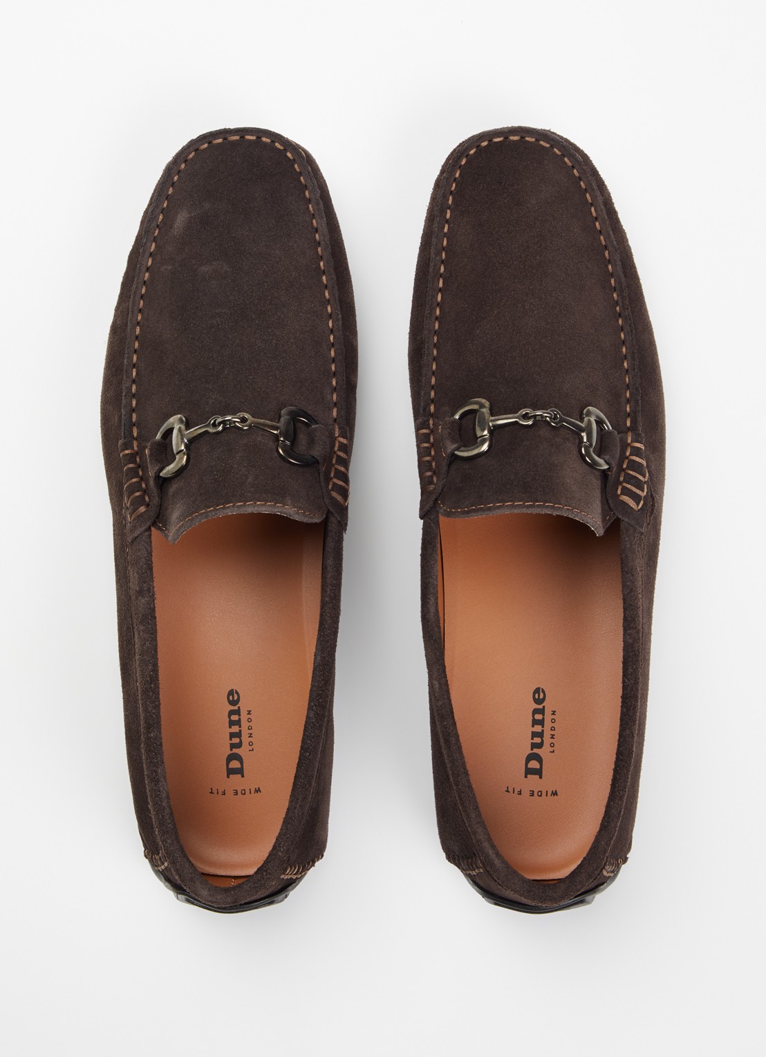 Dune London Wide Fit Brackon mocassin van suède - detail 4 donkerbruin