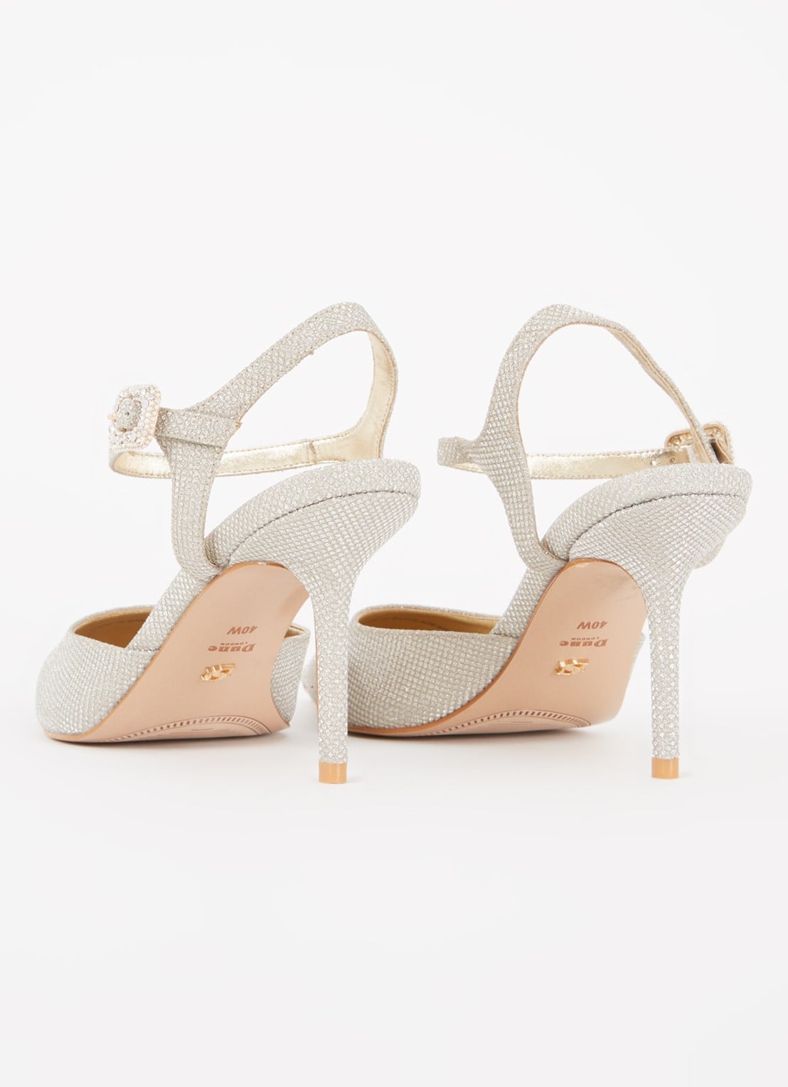 Dune London Wide Fit Channel slingback met strass - achterkant witgoud