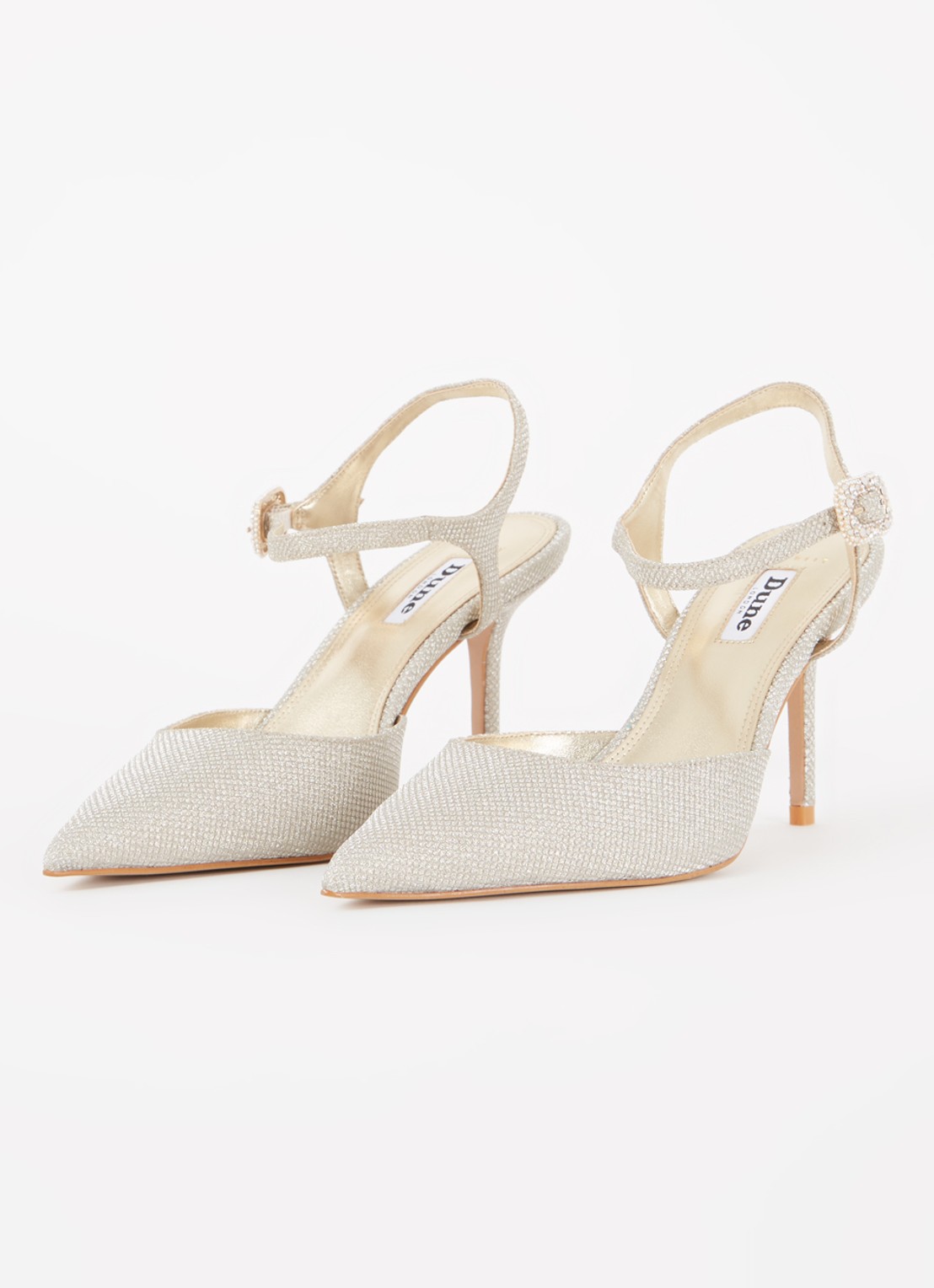Dune London Wide Fit Channel slingback met strass - detail 3 witgoud