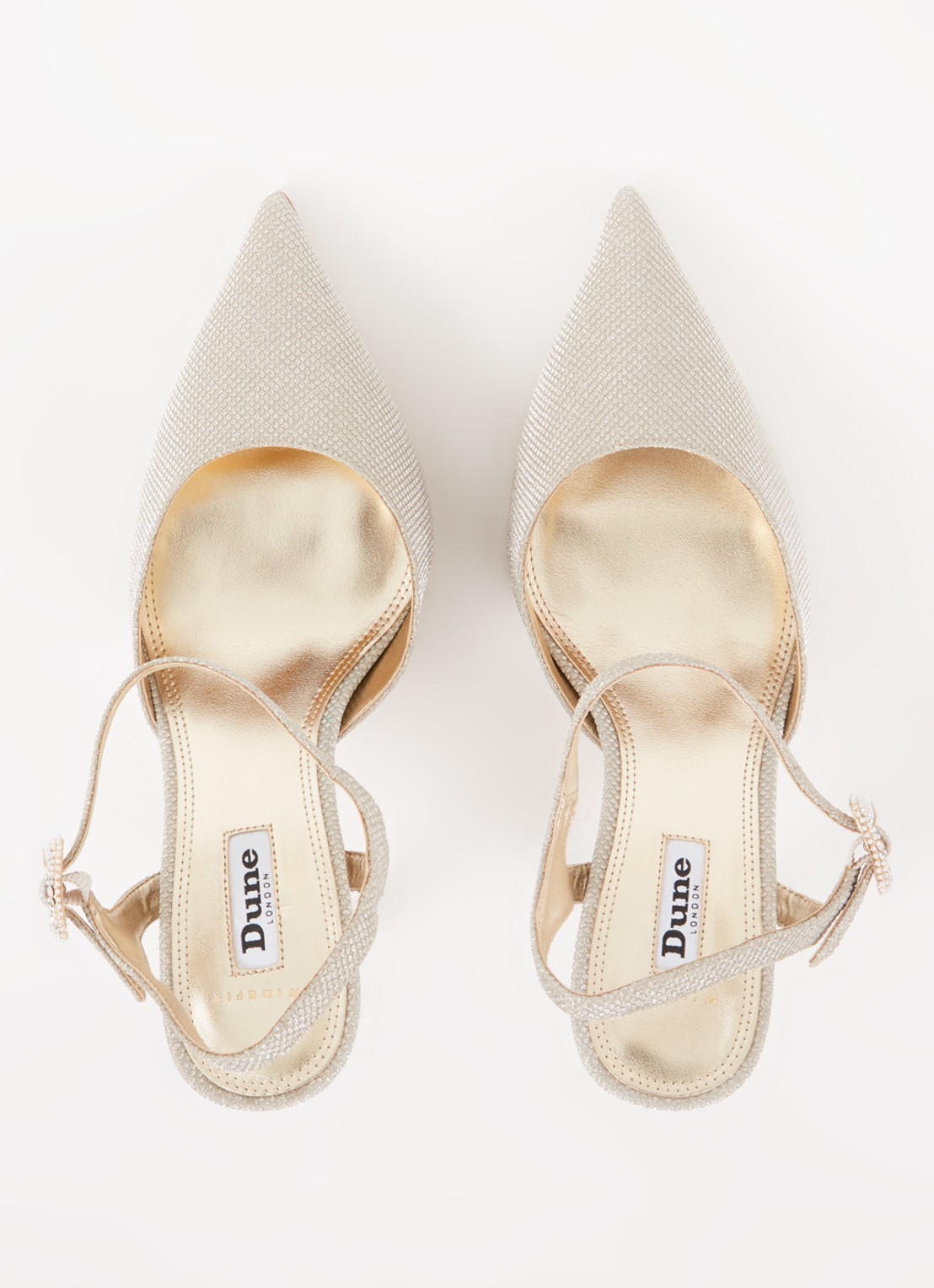 Dune London Wide Fit Channel slingback met strass - detail 4 witgoud