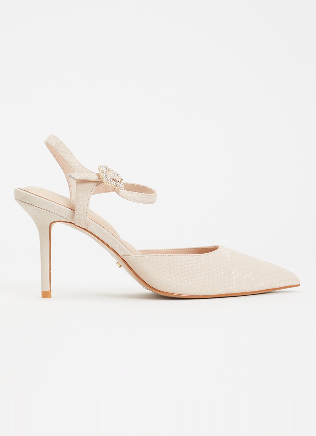 Dune London Wide Fit Channel slingback met strass - voorkant 2 lichtroze