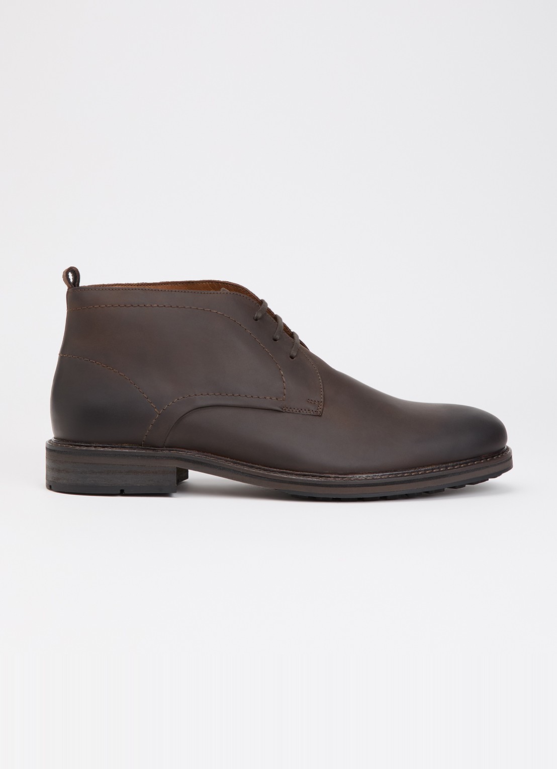 Dune London Wide Fit Charleys veterschoen van leer - voorkant 4 donkerbruin
