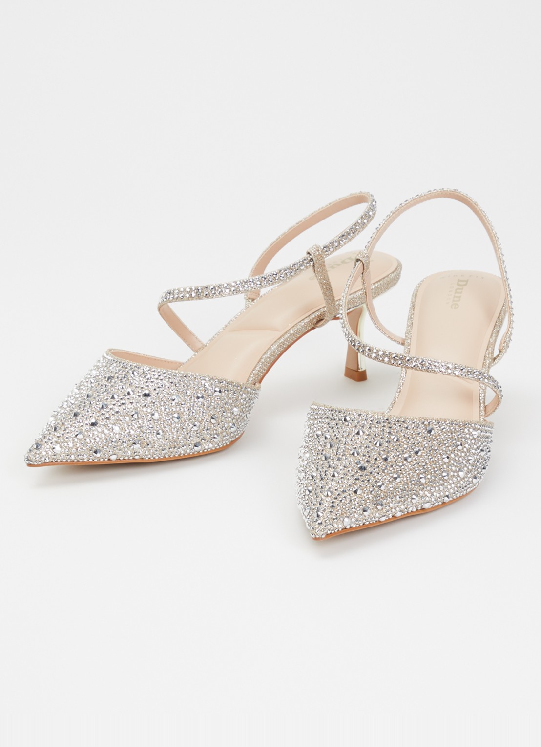 Dune London Wide Fit Charmed pump met strass - detail 2 zilver