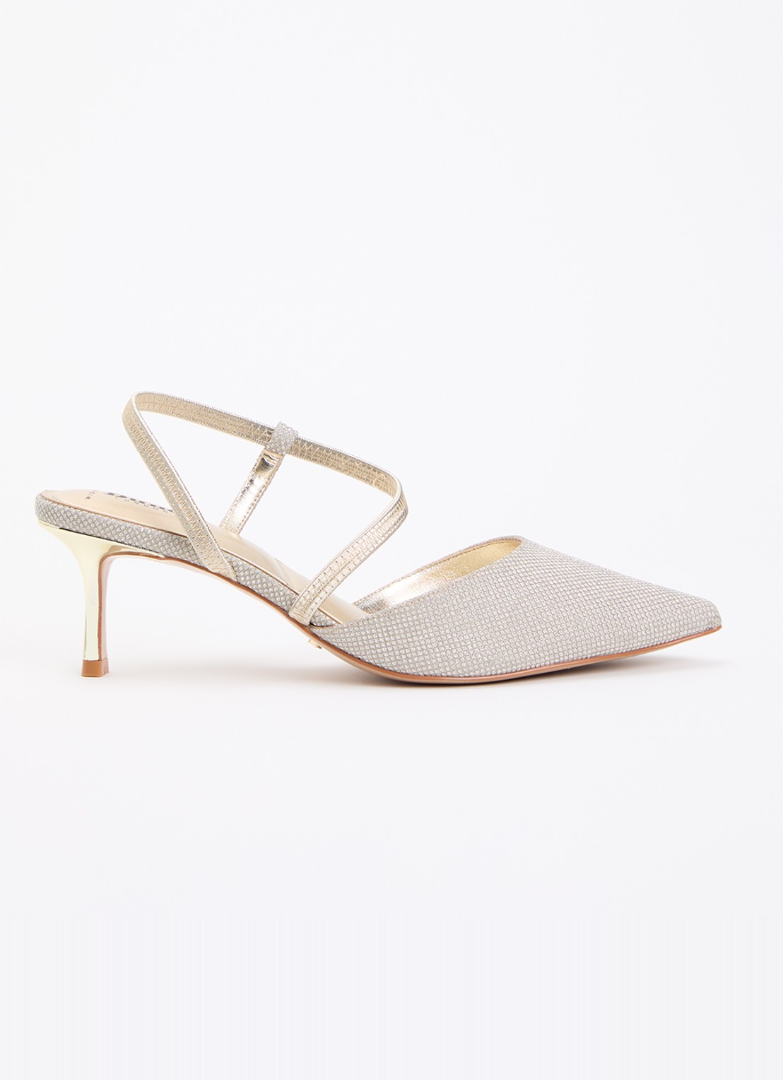 Dune London Wide Fit Charming slingback met glitter - voorkant 9 goud