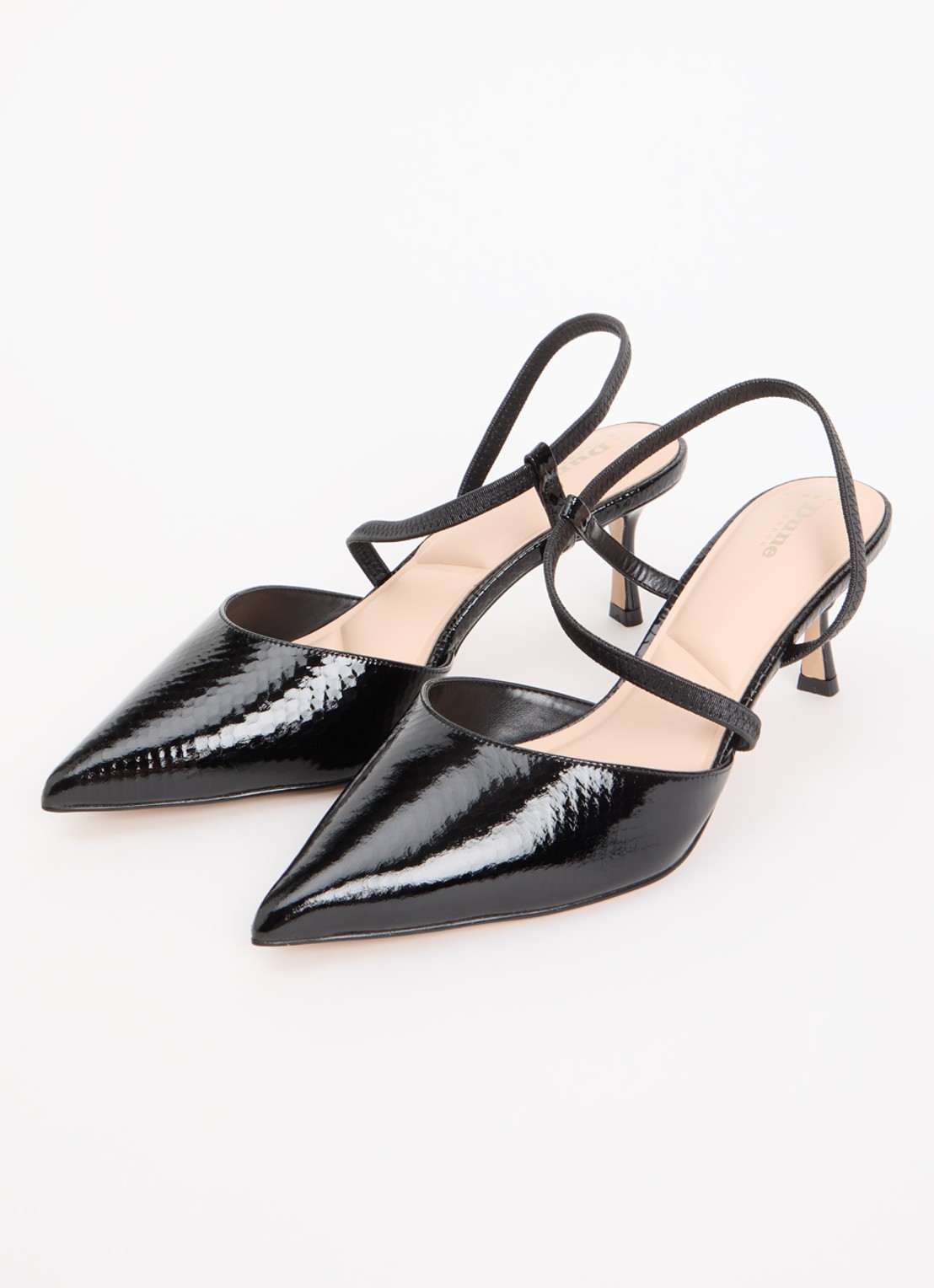 Dune London Wide Fit Charming slingback met glitter - detail zwart