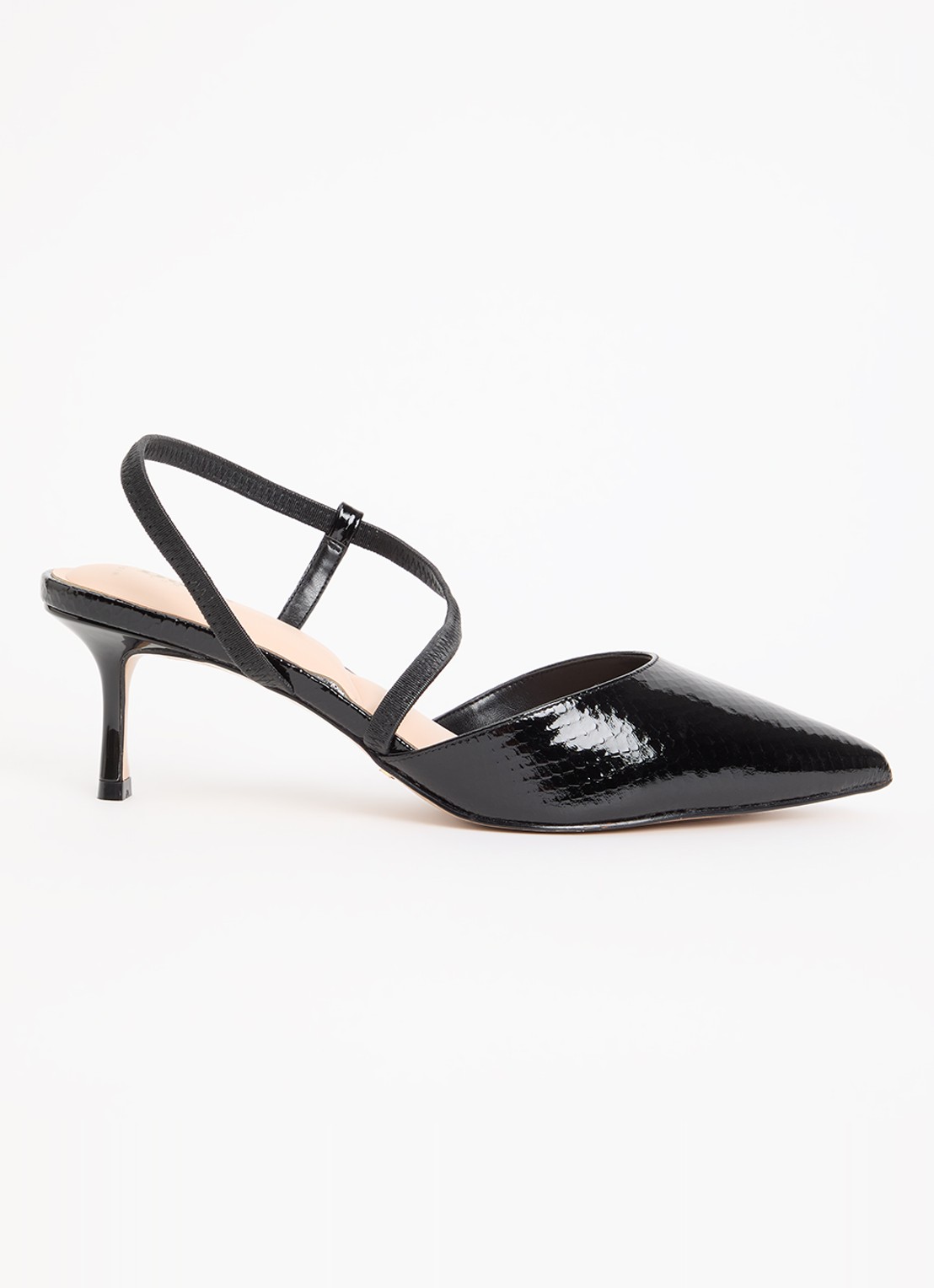 Dune London Wide Fit Charming slingback met glitter - voorkant 5 zwart