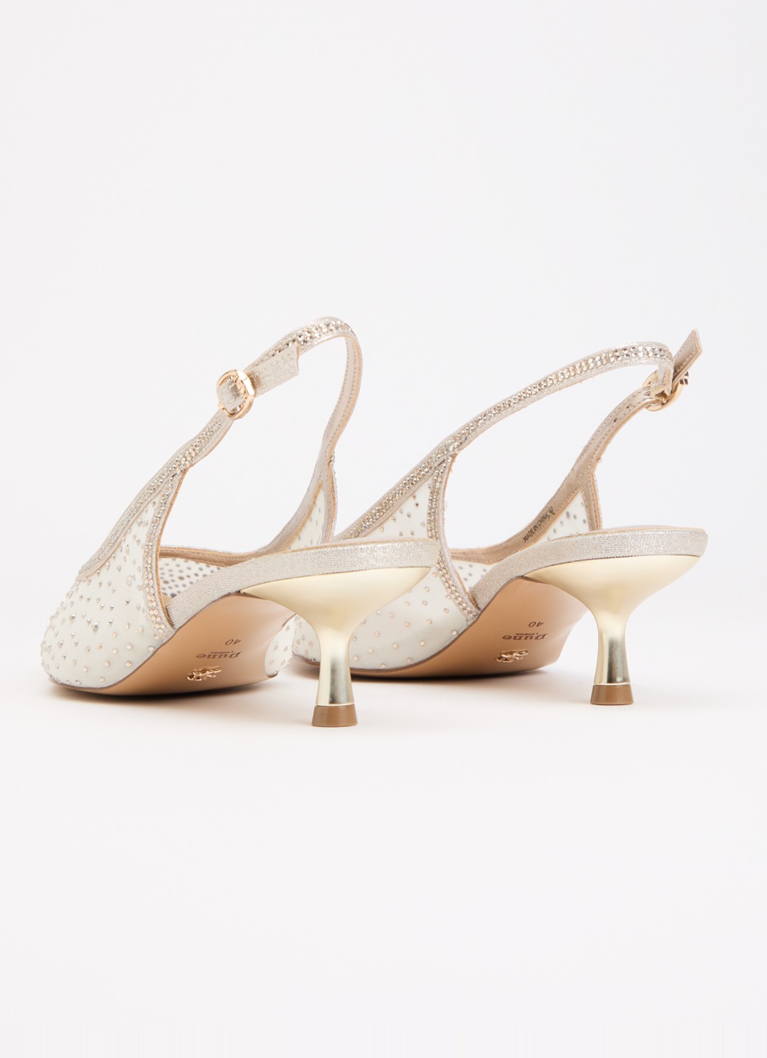 Dune London Wide Fit Cirelle slingback van mesh met strass - achterkant 5 goud
