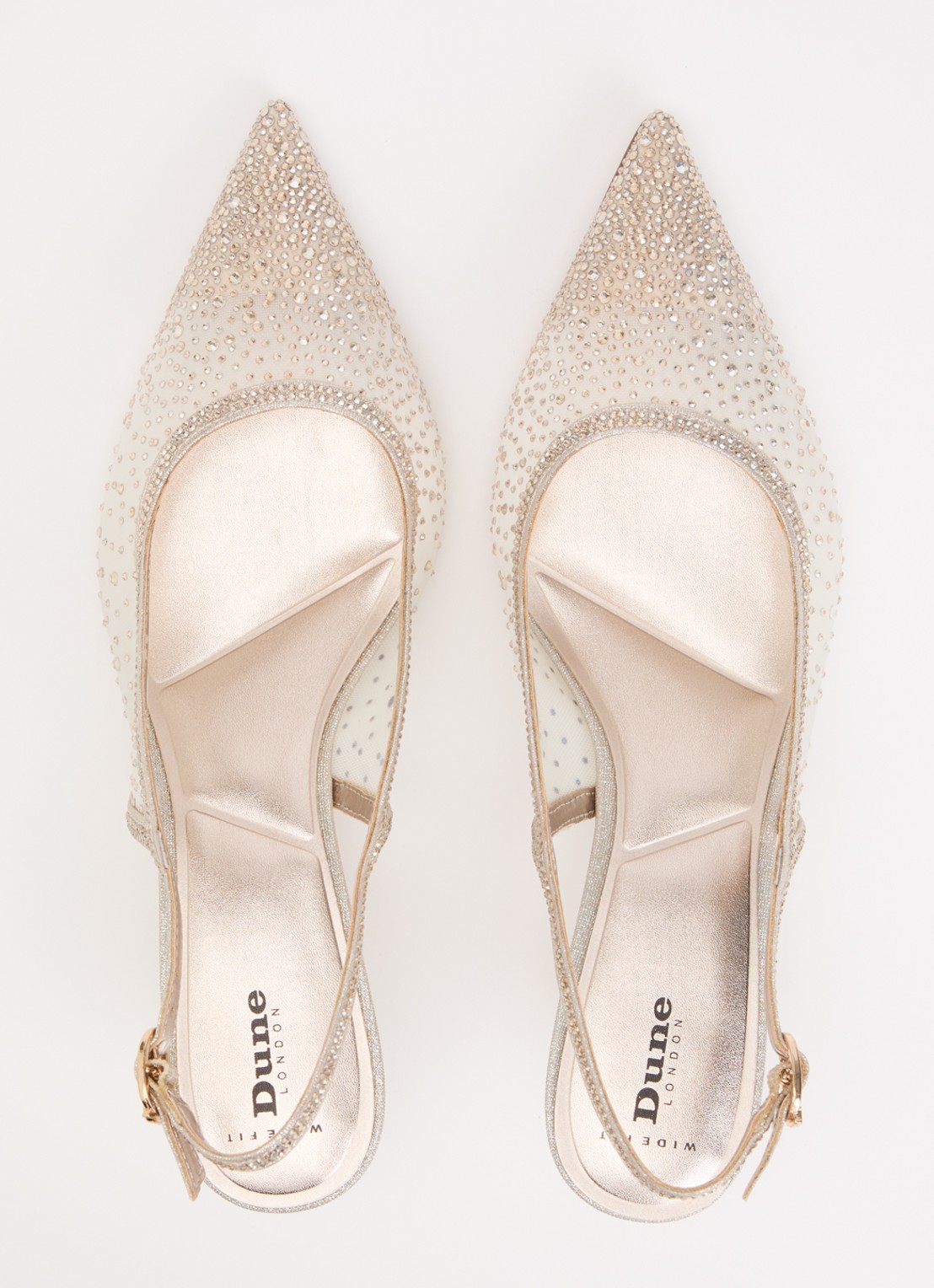 Dune London Wide Fit Cirelle slingback van mesh met strass - detail 2 goud